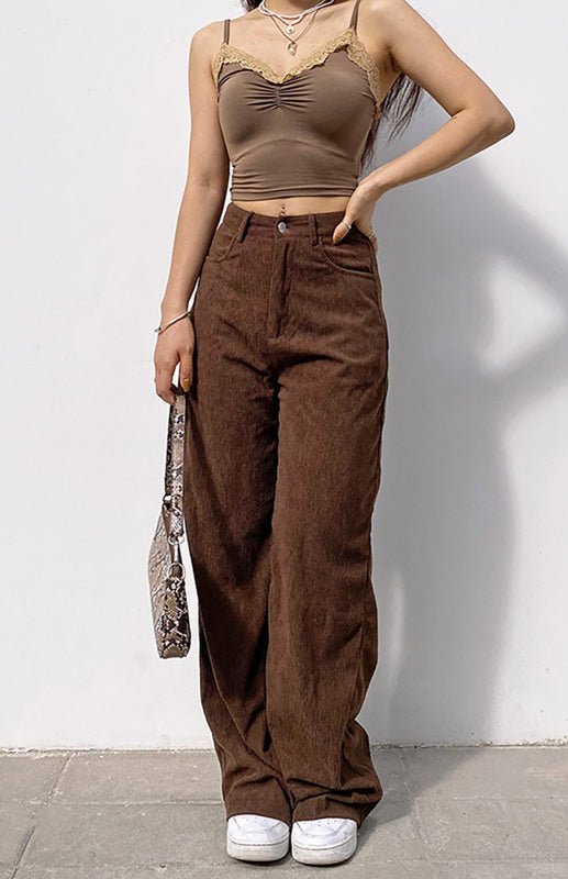 Slim Straight Wide Leg Trousers - ElegantAlpha®