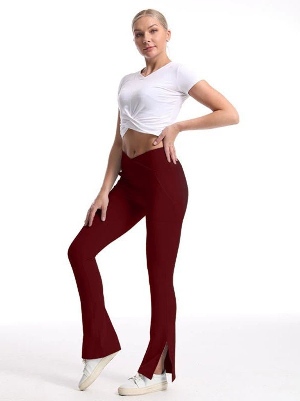 Slit Micro High Waist Elastic Hip Lifting Trousers - ElegantAlpha