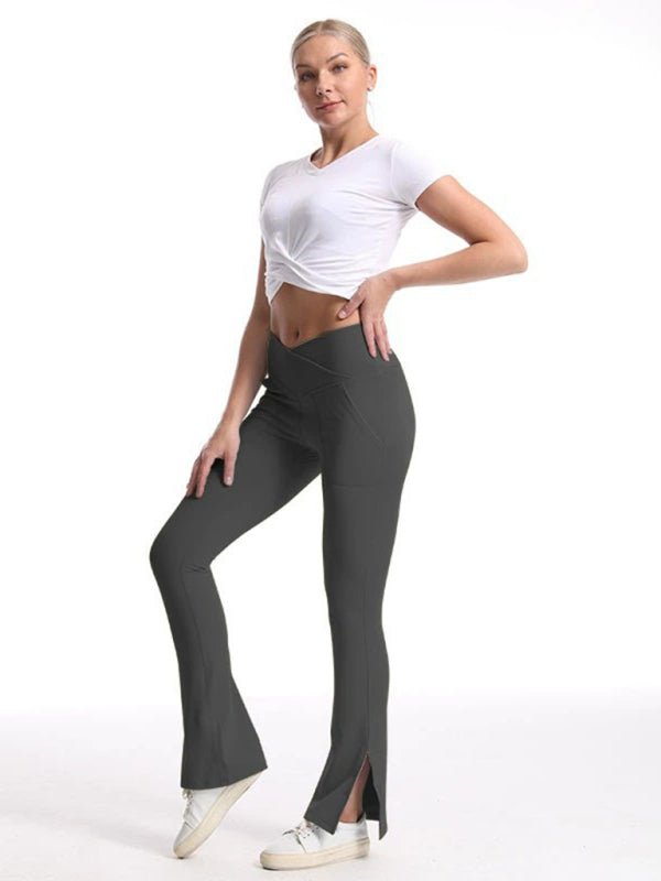 Slit Micro High Waist Elastic Hip Lifting Trousers - ElegantAlpha