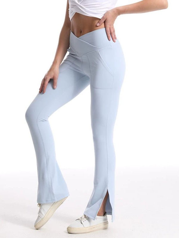 Slit Micro High Waist Elastic Hip Lifting Trousers - ElegantAlpha