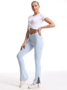 Slit Micro High Waist Elastic Hip Lifting Trousers - ElegantAlpha