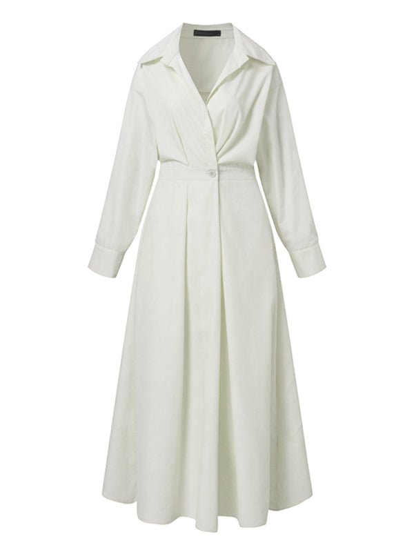 Solid Color Elegant Shirt Dress - ElegantAlpha