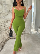 Solid color metal jumpsuit with suspenders - ElegantAlpha