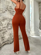 Solid color metal jumpsuit with suspenders - ElegantAlpha