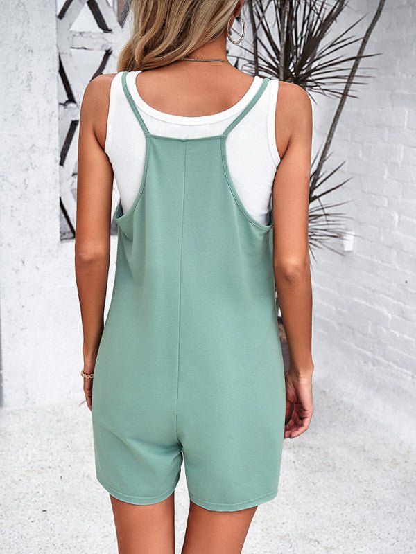 Solid color suspender jumpsuits - ElegantAlpha