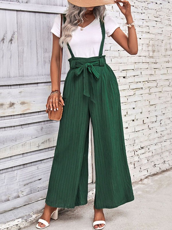 Solid Color Wide Leg Overalls - ElegantAlpha