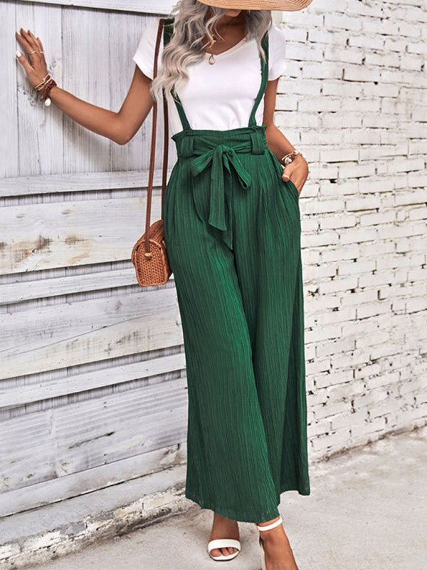 Solid Color Wide Leg Overalls - ElegantAlpha