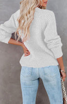 Solid V-Neck Single Breasted Long Sleeved Sweater - ElegantAlpha®