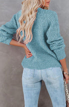 Solid V-Neck Single Breasted Long Sleeved Sweater - ElegantAlpha®