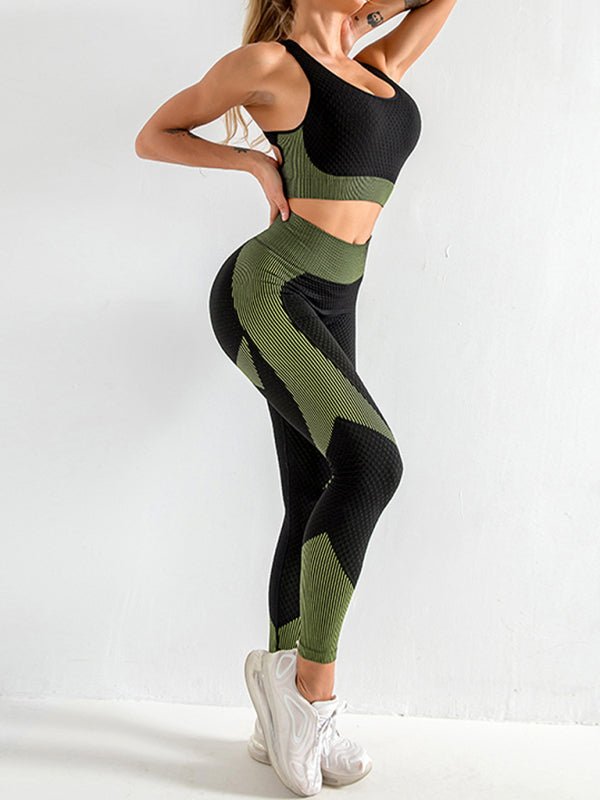 Sports Yoga Tank Top Jacket High Waist Yoga Pants Three Piece Set - ElegantAlpha