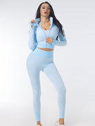 Sports Yoga Tank Top Jacket High Waist Yoga Pants Three Piece Set - ElegantAlpha