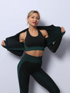 Sports Yoga Tank Top Jacket High Waist Yoga Pants Three Piece Set - ElegantAlpha