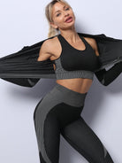 Sports Yoga Tank Top Jacket High Waist Yoga Pants Three Piece Set - ElegantAlpha