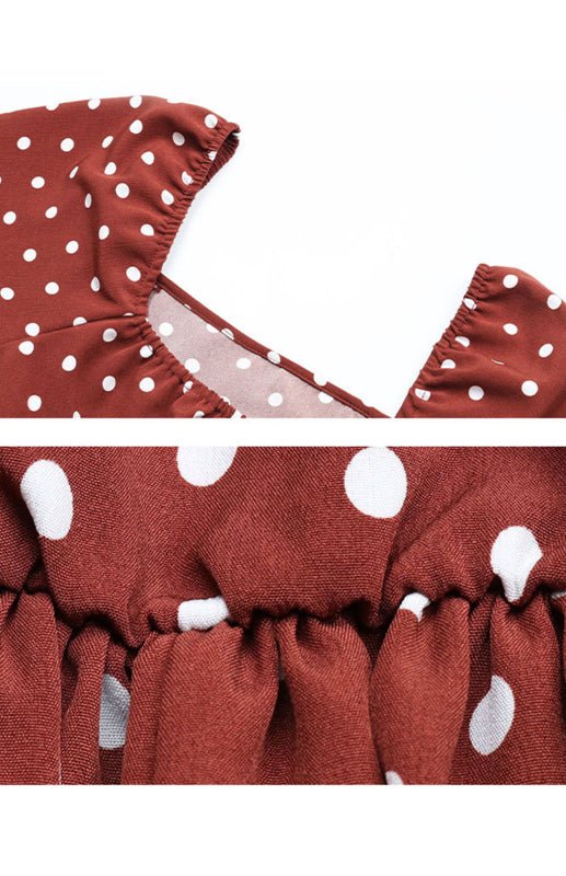 Square Neck Polka Dot Dress - ElegantAlpha