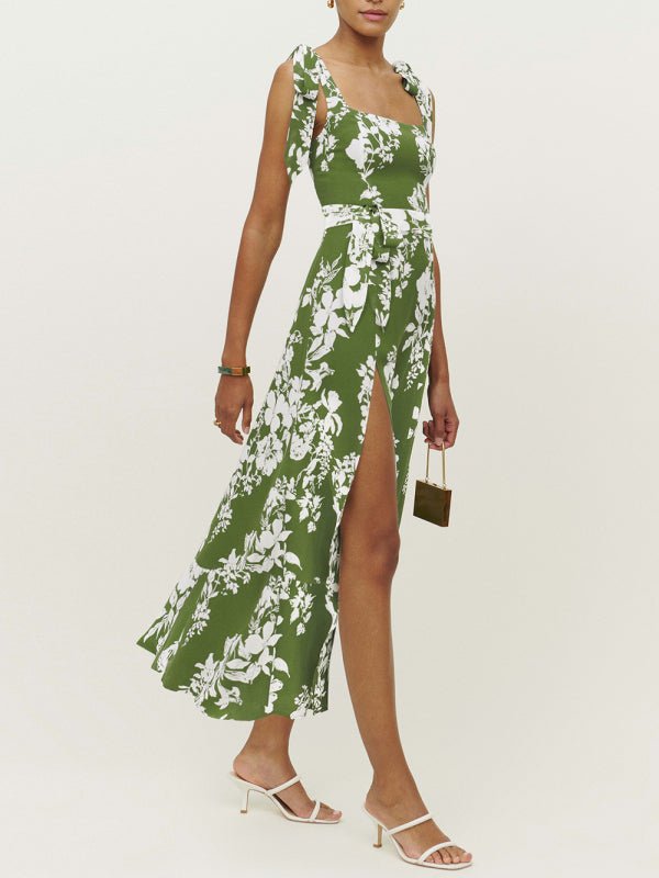 Strap tube top slit floral dress - ElegantAlpha®