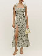 Strap tube top slit floral dress - ElegantAlpha®