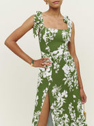 Strap tube top slit floral dress - ElegantAlpha®