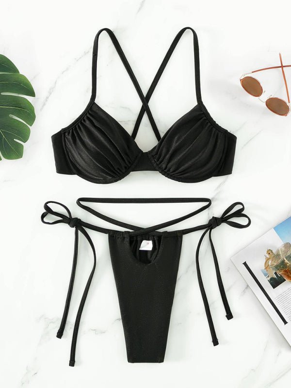 Strappy split underwire bikini - ElegantAlpha