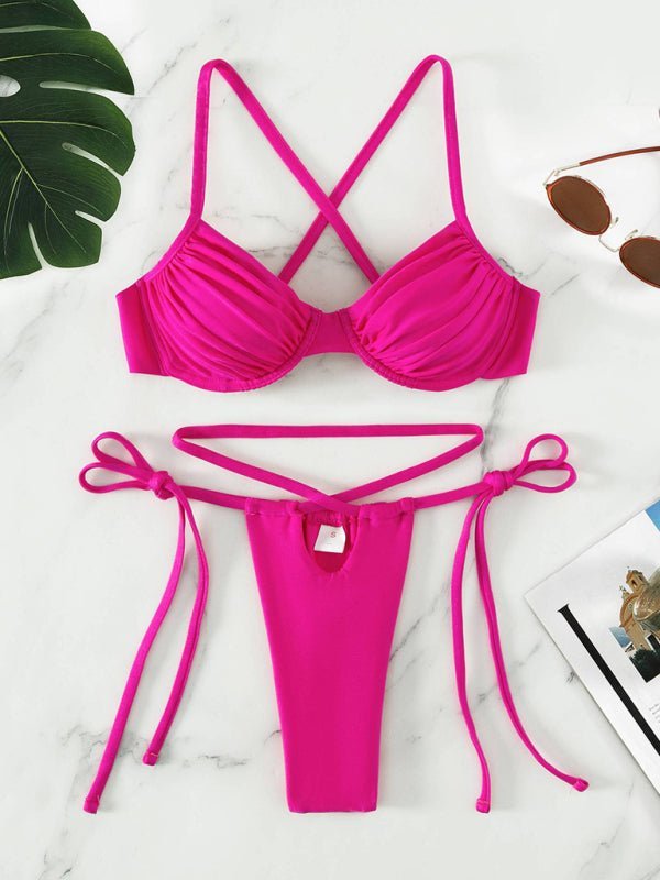 Strappy split underwire bikini - ElegantAlpha