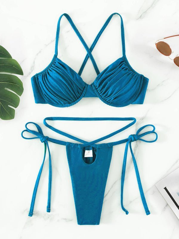 Strappy split underwire bikini - ElegantAlpha