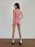 Striped Slim Fit Short Sleeve Shorts Suit - ElegantAlpha®