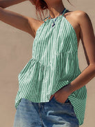 Striped strappy backless top - ElegantAlpha