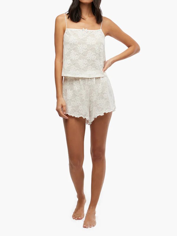 Suspender lace shorts casual two - piece suit - ElegantAlpha