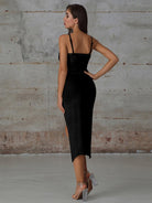 Suspender velvet slit dress - ElegantAlpha