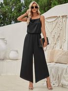 Suspender waist wide leg jumpsuit - ElegantAlpha