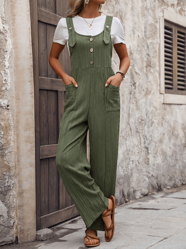 Texture loose pleated overalls - ElegantAlpha