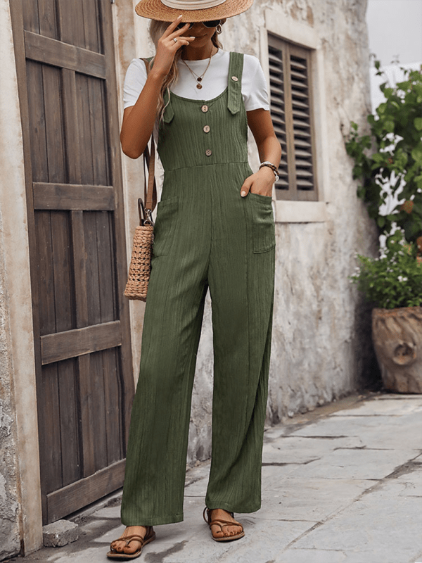 Texture loose pleated overalls - ElegantAlpha