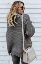 Thick Knit Turtle Neck Pullover Sweater - ElegantAlpha®