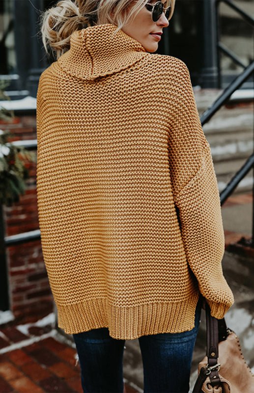 Thick Knit Turtle Neck Pullover Sweater - ElegantAlpha®