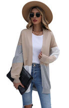 Three-Color Contrast Sweater Cardigan - ElegantAlpha®