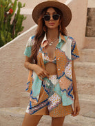 Three - Piece Summer Multicolor Hawaiian Shirt Set - ElegantAlpha