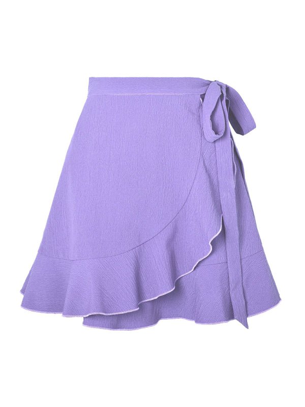 Tie Skirt High Waist Solid Ruffle Skirt - ElegantAlpha®