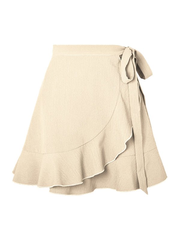 Tie Skirt High Waist Solid Ruffle Skirt - ElegantAlpha®