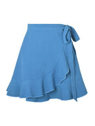 Tie Skirt High Waist Solid Ruffle Skirt - ElegantAlpha®