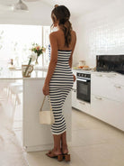 Tube top striped knitted hip - hugging dress - ElegantAlpha