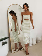 Tube top striped knitted hip - hugging dress - ElegantAlpha