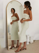 Tube top striped knitted hip - hugging dress - ElegantAlpha