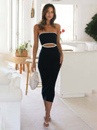 Tube top striped knitted hip - hugging dress - ElegantAlpha