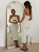 Tube top striped knitted hip - hugging dress - ElegantAlpha