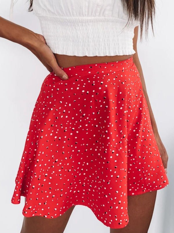 Umbrella invisible zipper chiffon printed skirt - ElegantAlpha®