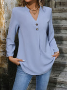 V-Neck Button-Down Pullover Shirt - ElegantAlpha®