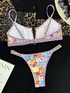 V - neck ethnic print bikini - ElegantAlpha®