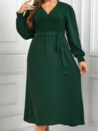 V - neck green design dress - ElegantAlpha