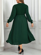 V - neck green design dress - ElegantAlpha