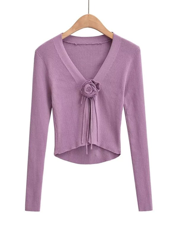 V - neck knitted cardigan - ElegantAlpha