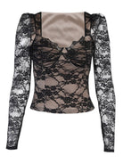 V - neck lace long - sleeved T - shirt - ElegantAlpha®